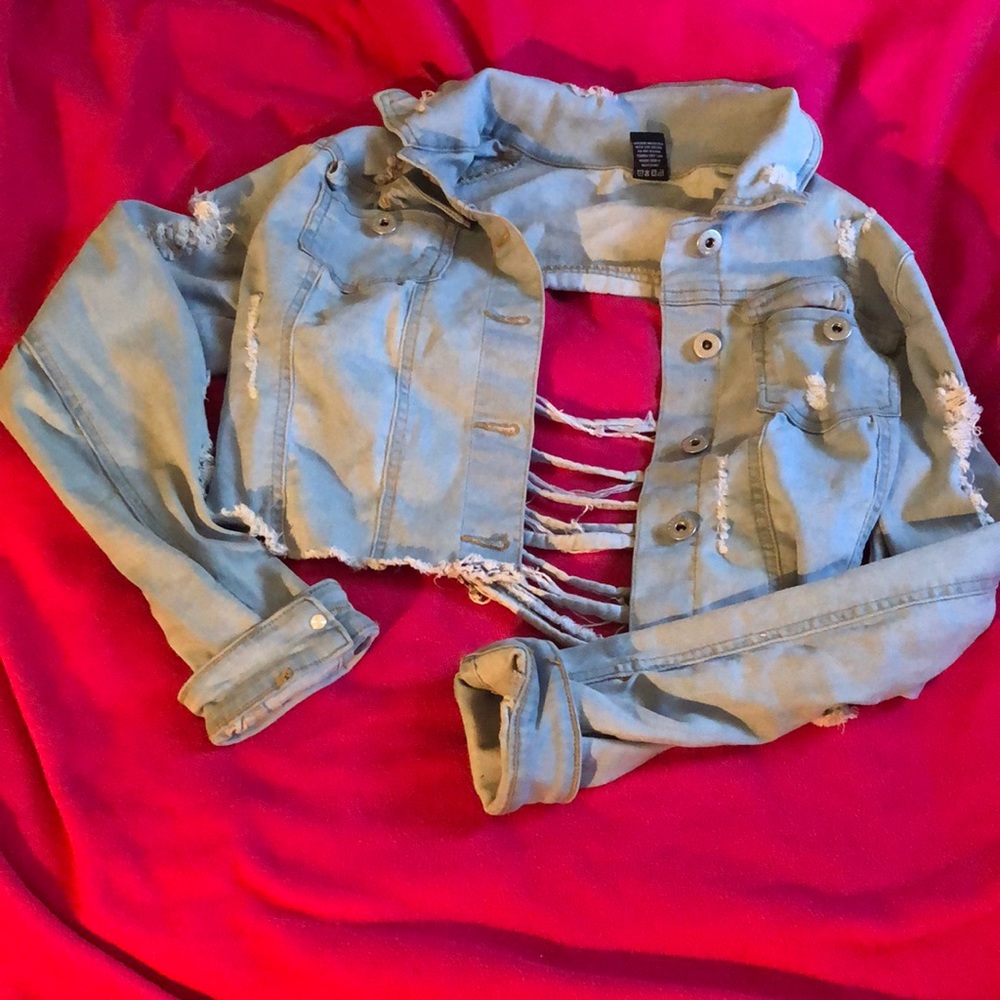 Crop Top Ripped Jean Jacket